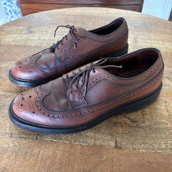 Vintage heavy punched wingtip oxfords mod hipster size 8.5 C HANOVER - Picture 4 of 9
